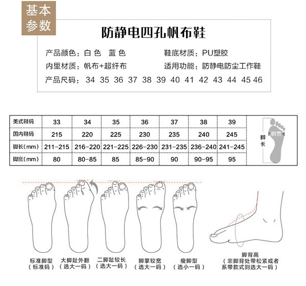 防靜電鞋尺碼